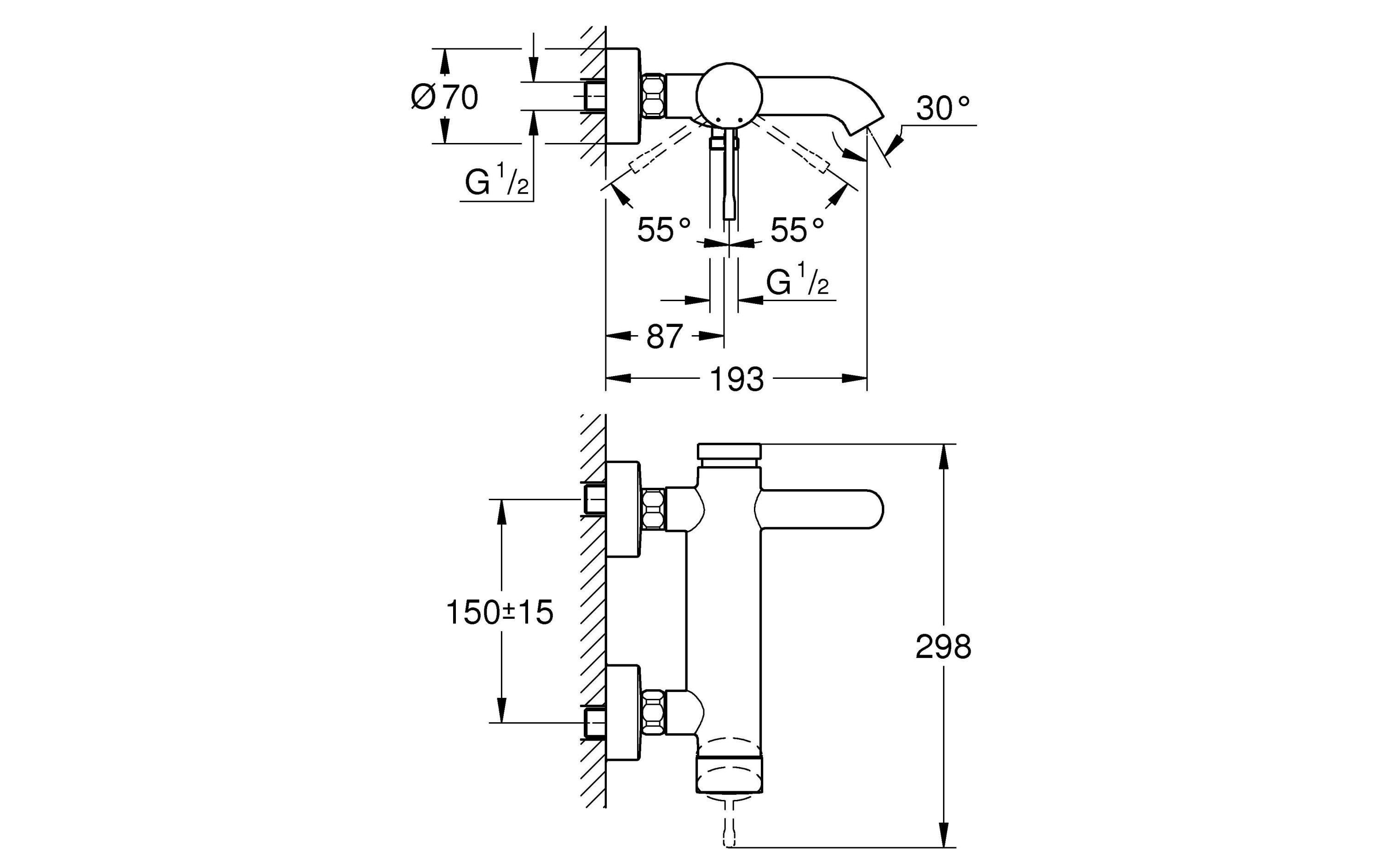 GROHE Badewannenarmatur Essence 1/2, Chrom GROHE Badewannenarmatur Essence 1/2, Chrom