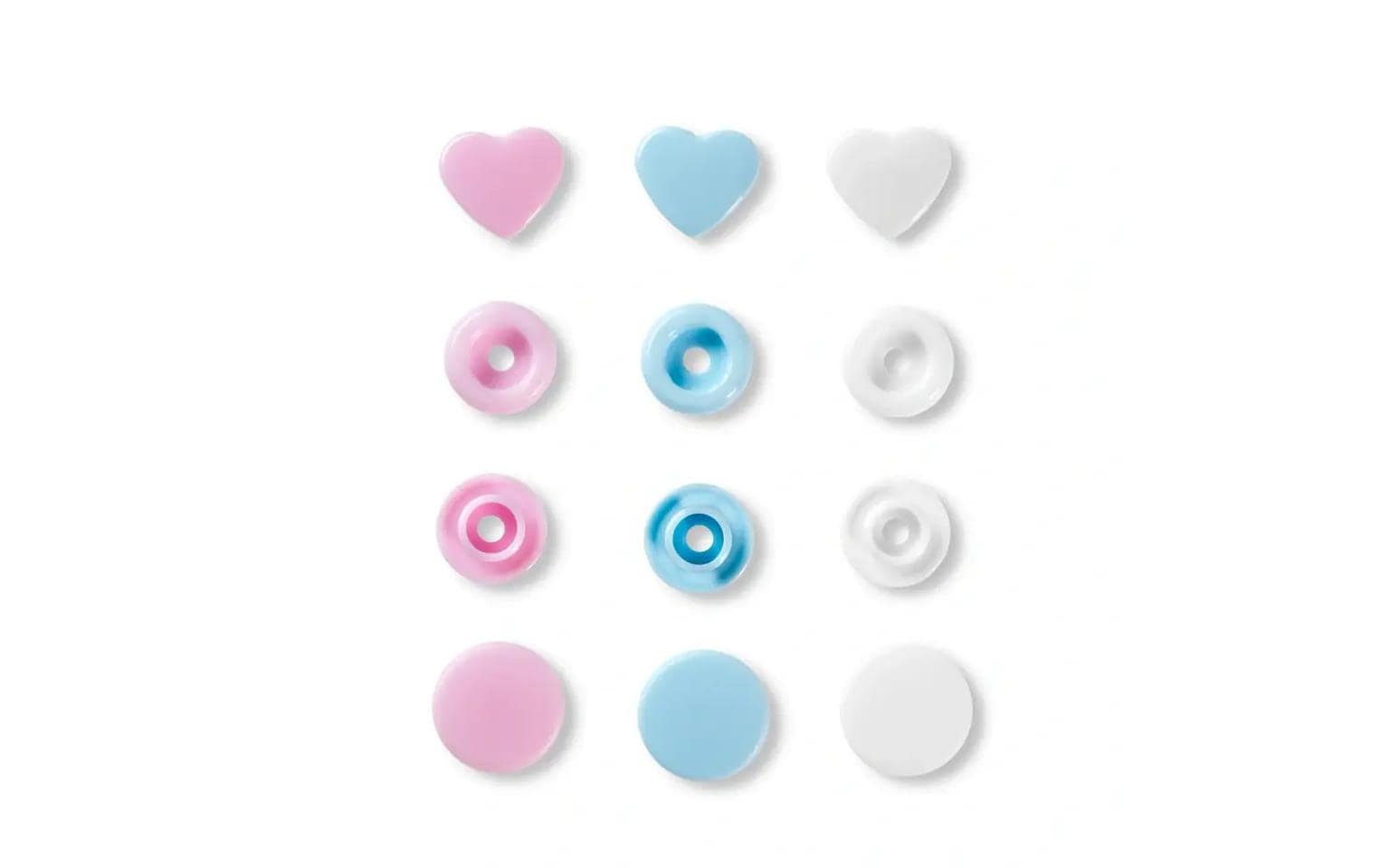 Prym Druckknöpfe Color Snaps Herz, Pastell, 12.4 mm, 30 Stück