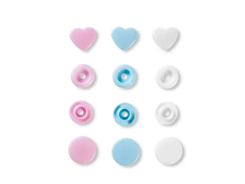 Prym Druckknöpfe Color Snaps Herz, Pastell, 12.4 mm, 30 Stück