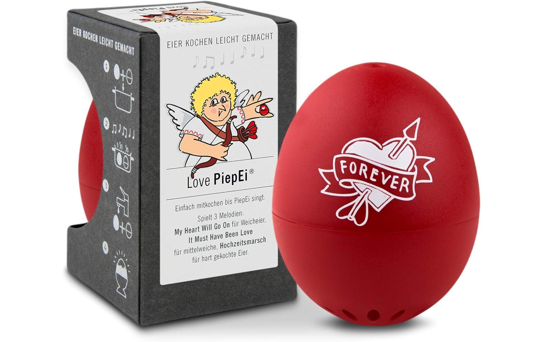 PiepEi Küchentimer Singende Eieruhr Love, Rot / Weiss