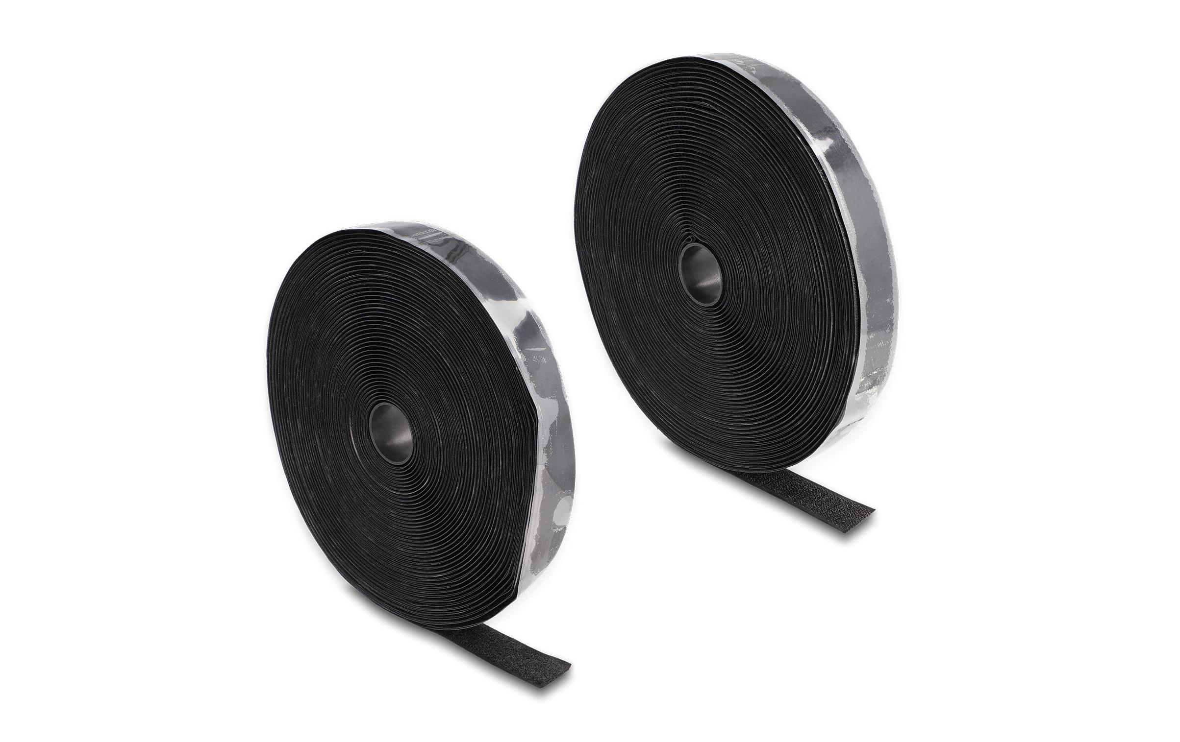 Delock Klettband 15m x 25mm Strapazierfähig Schwarz