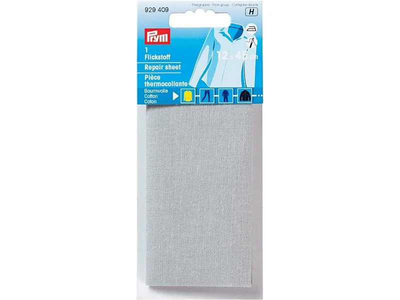 Prym Flickstoff 12 x 45 cm, aufbügelbar, Hellgrau Prym Flickstoff 12 x 45 cm, aufbügelbar, Hellgrau